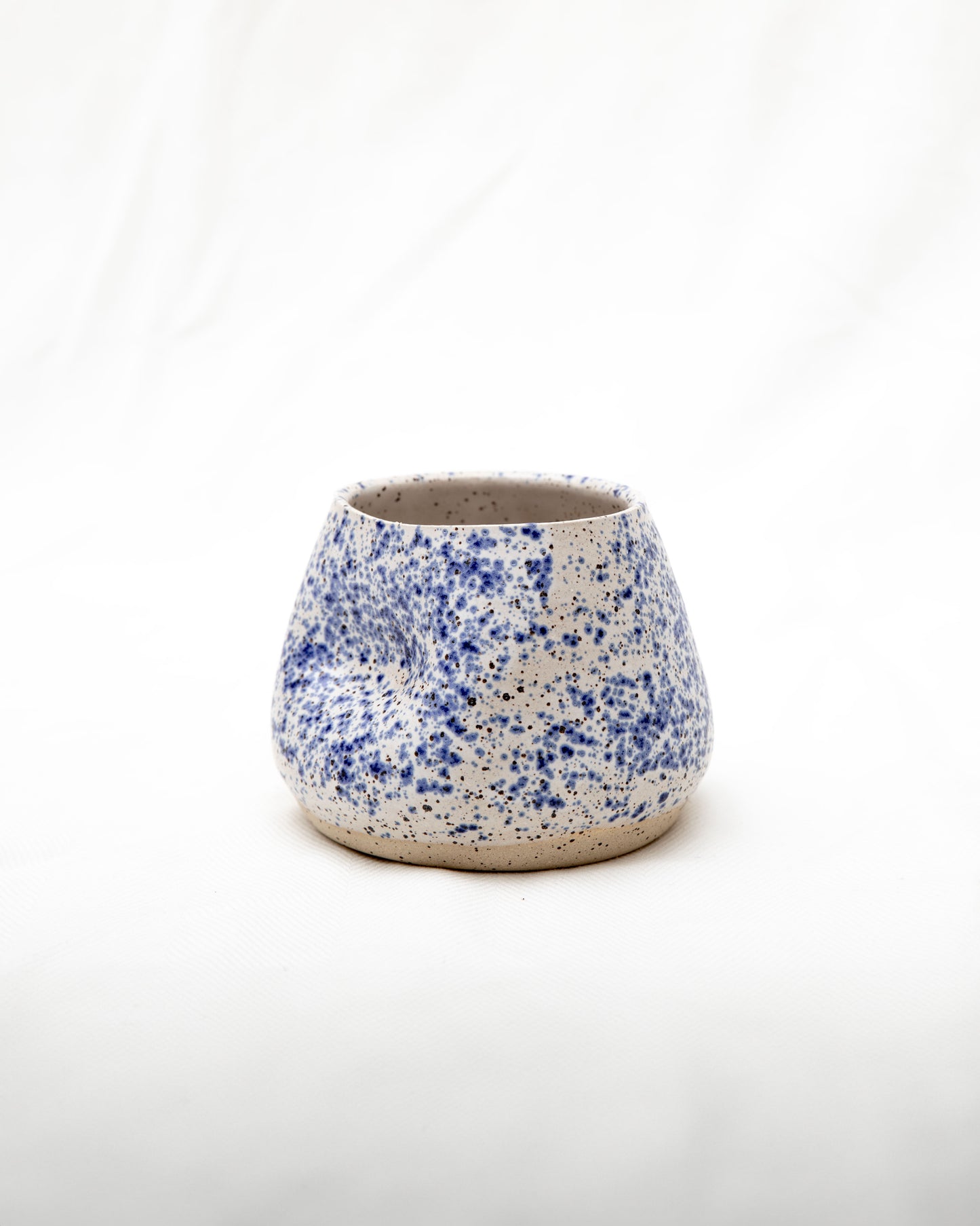 Cobalt Splatter Cup - Blue Speckled Thumb Indentation Cup