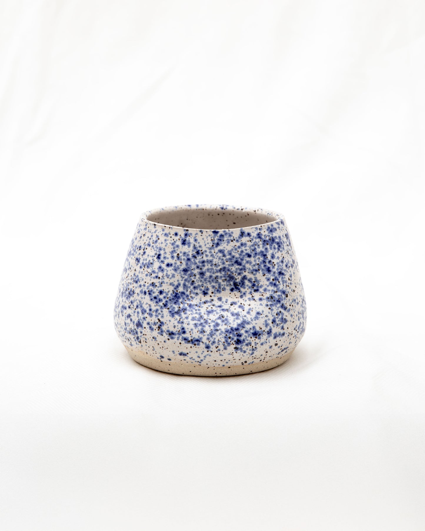 Cobalt Splatter Cup - Blue Speckled Thumb Indentation Cup