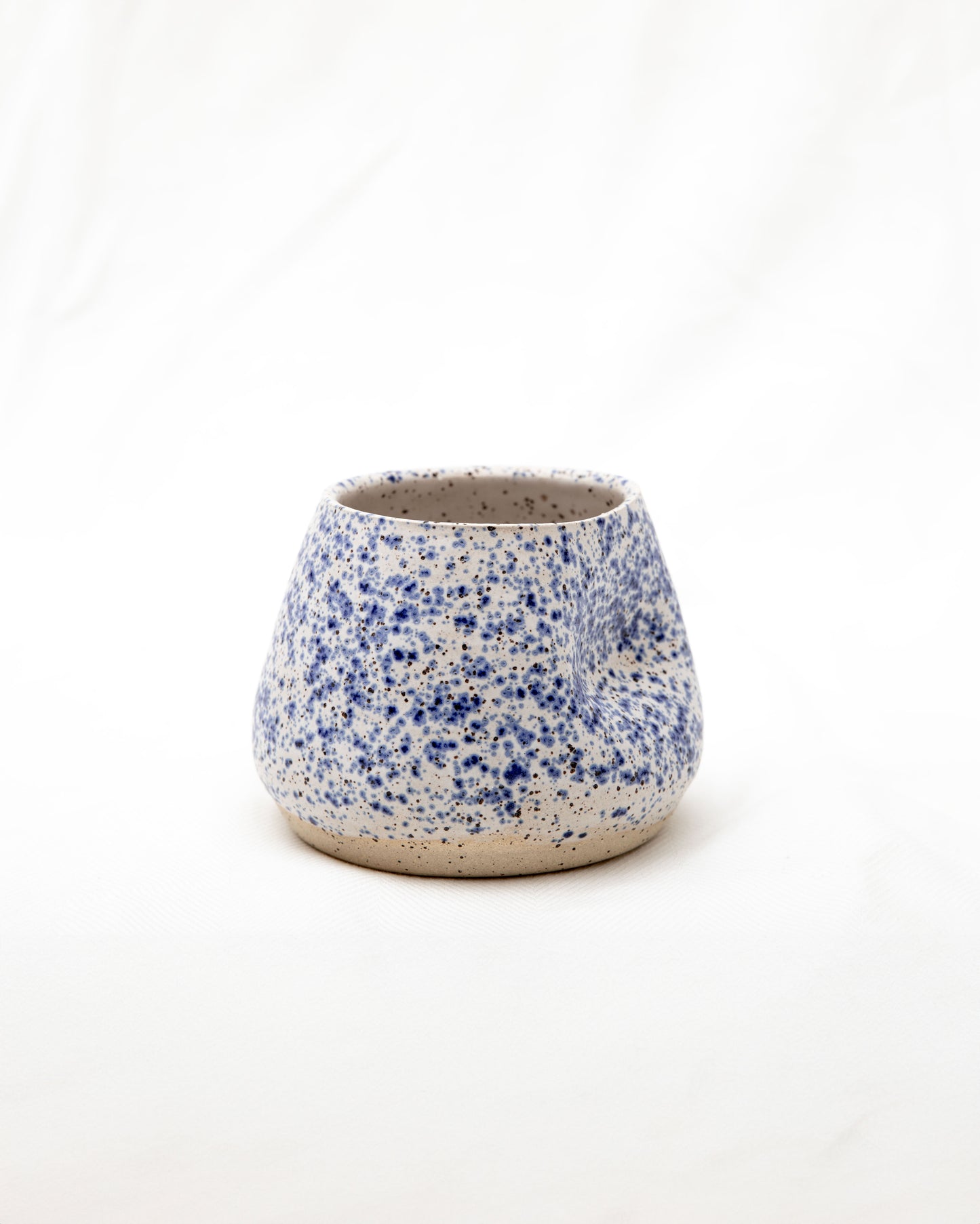 Cobalt Splatter Cup - Blue Speckled Thumb Indentation Cup