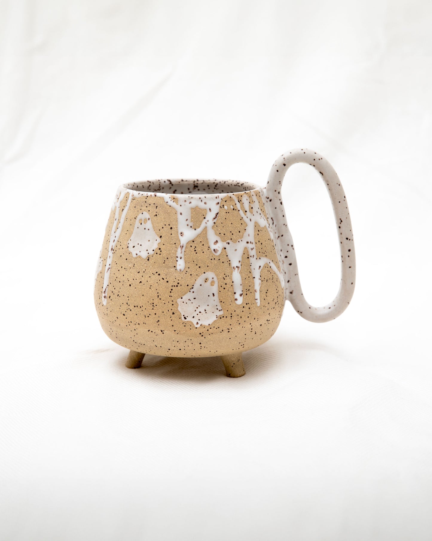 Speckled Stoneware Mug with Ghost and Drip Pattern