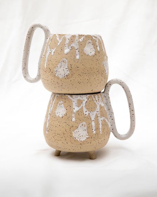 Speckled Stoneware Mug with Ghost and Drip Pattern