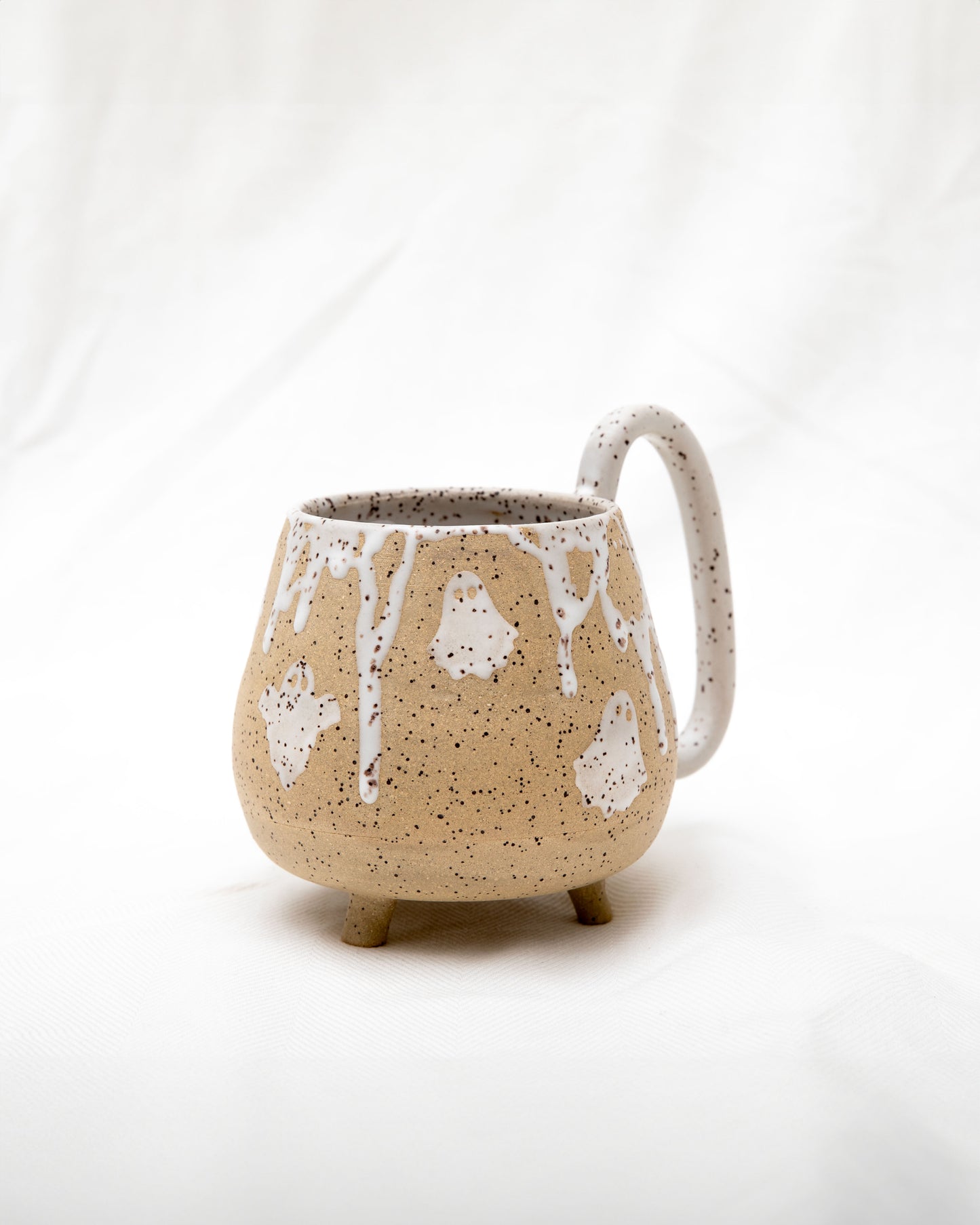 Speckled Stoneware Mug with Ghost and Drip Pattern