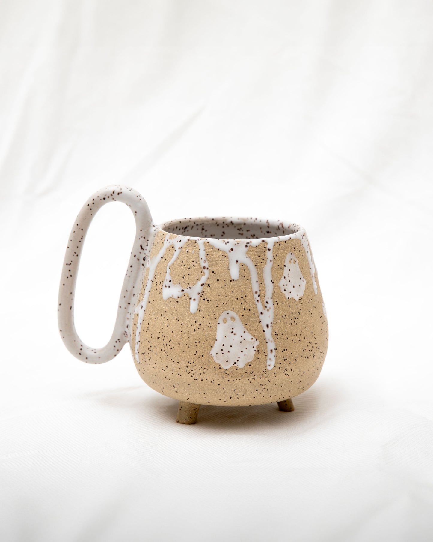 Speckled Stoneware Mug with Ghost and Drip Pattern