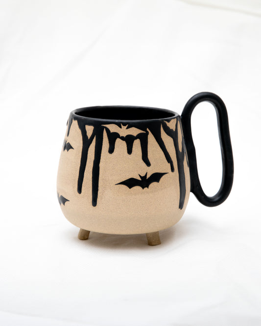 Stoneware Mug with Bats and Drip Pattern