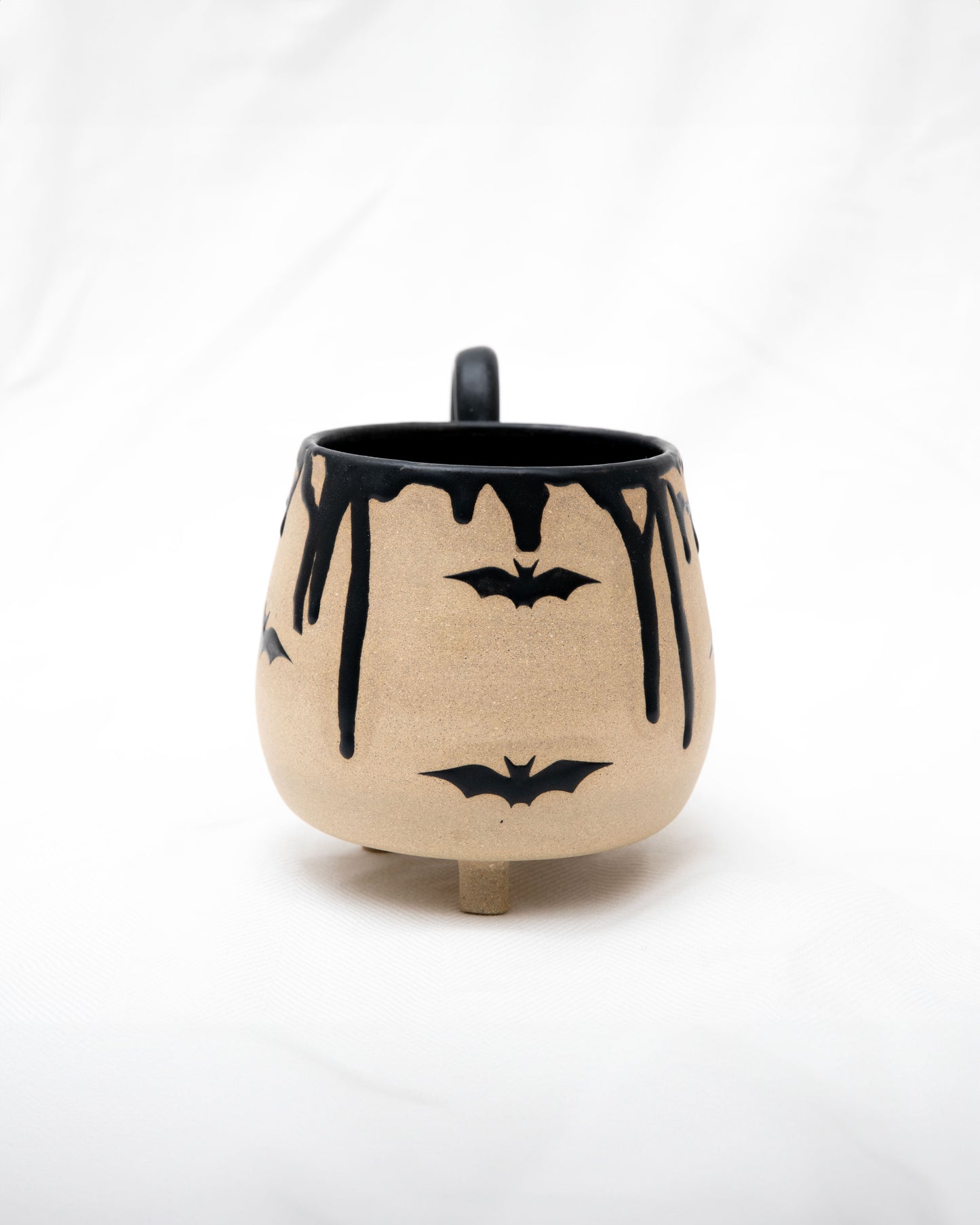 Stoneware Mug with Bats and Drip Pattern