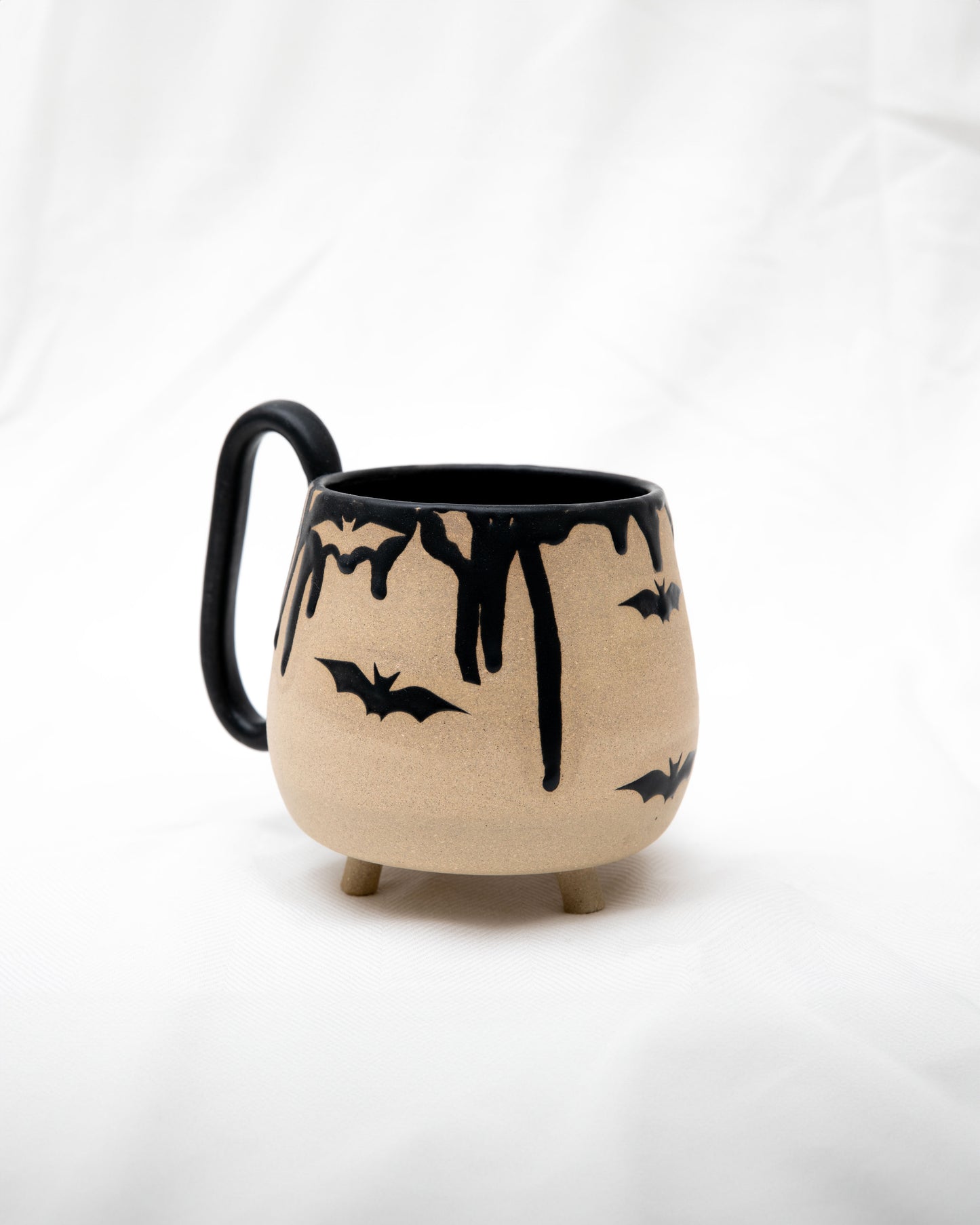 Stoneware Mug with Bats and Drip Pattern