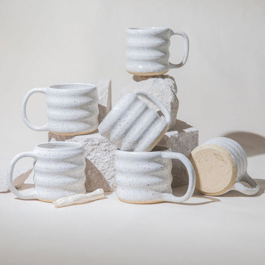 White Speckled Wavy Mug - Carla Zancanaro Studio